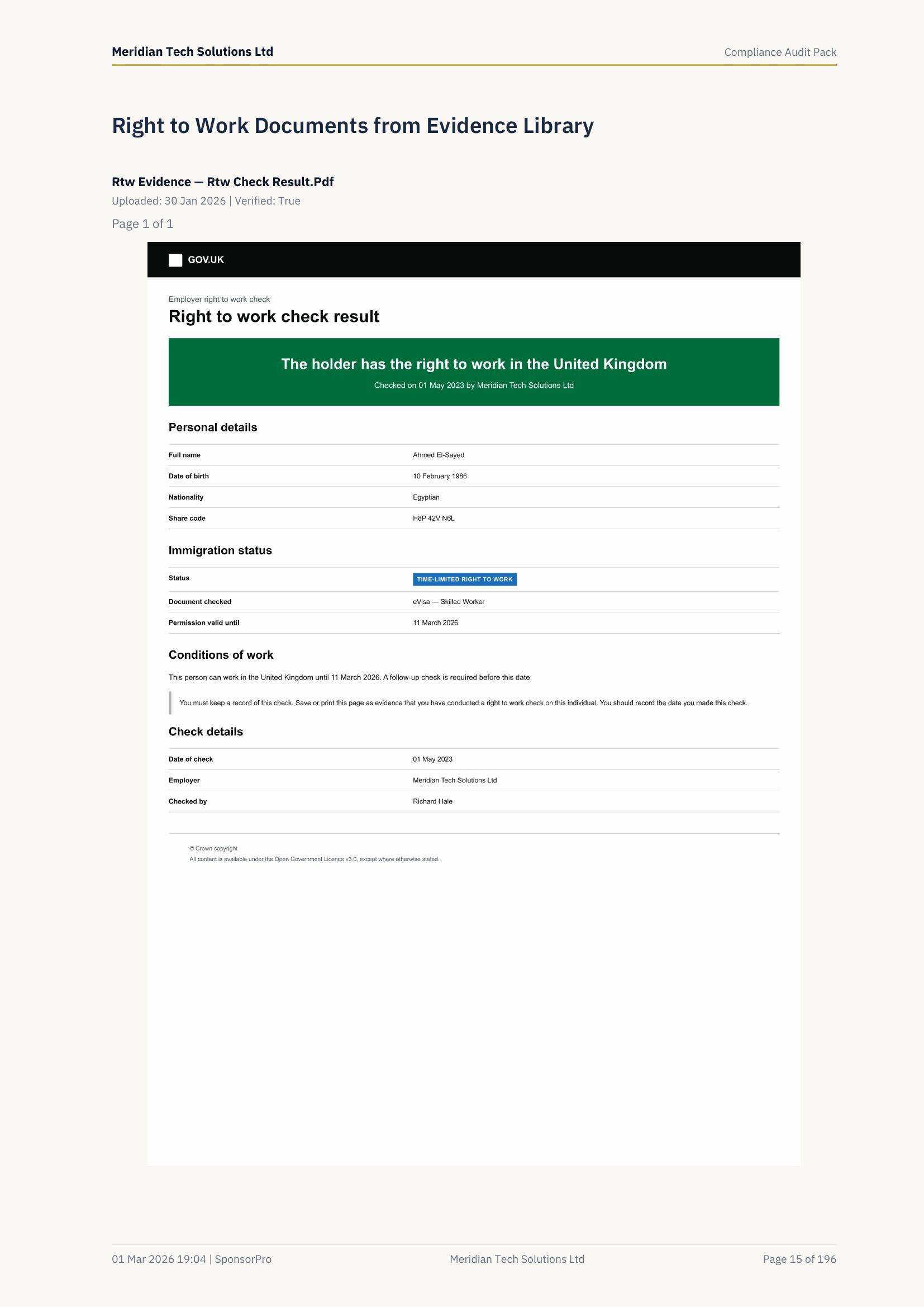 Worker: Ahmed El-Sayed — GOV.UK RTW Document