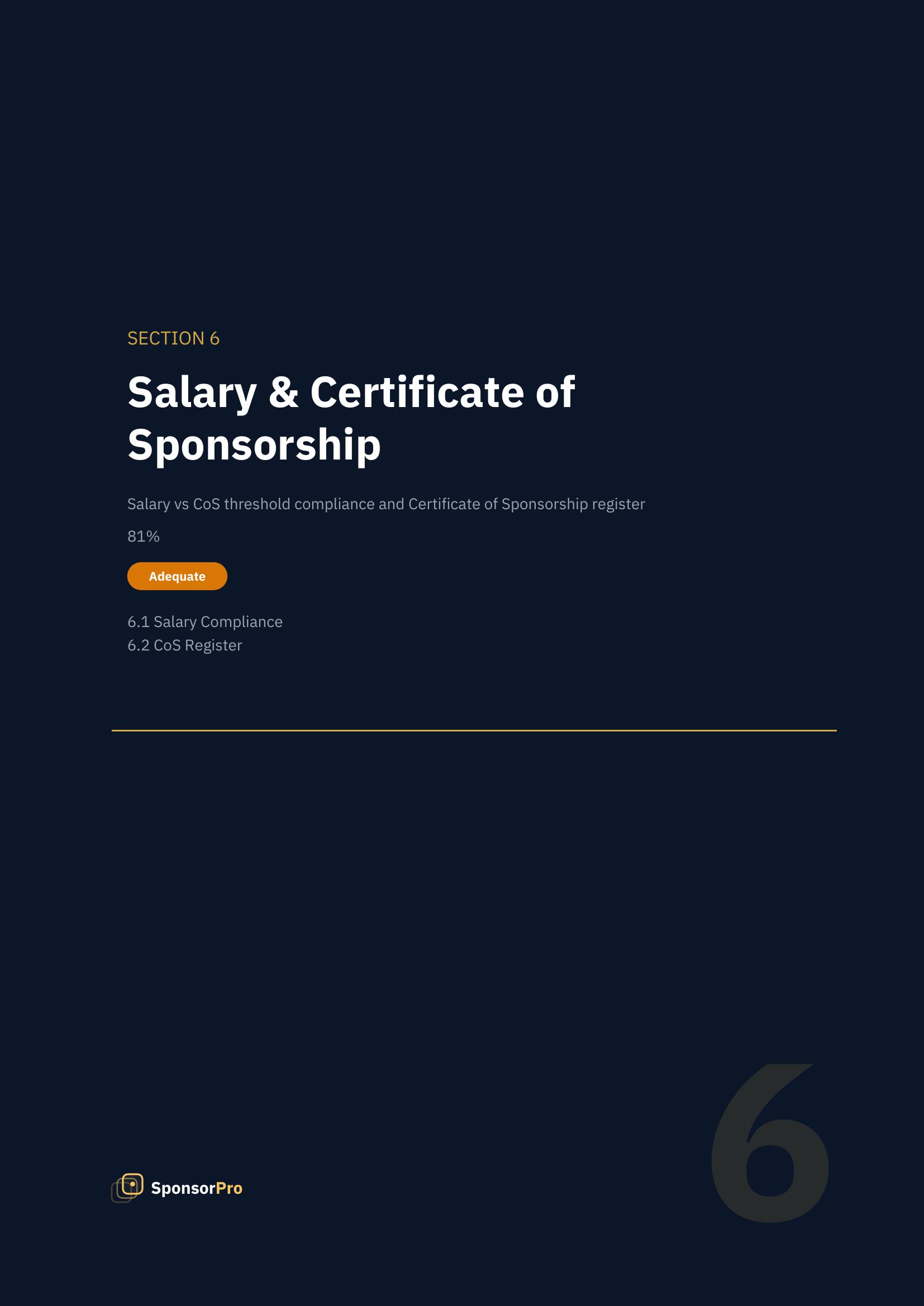 Section 6: Salary & Certificate of Sponsorship