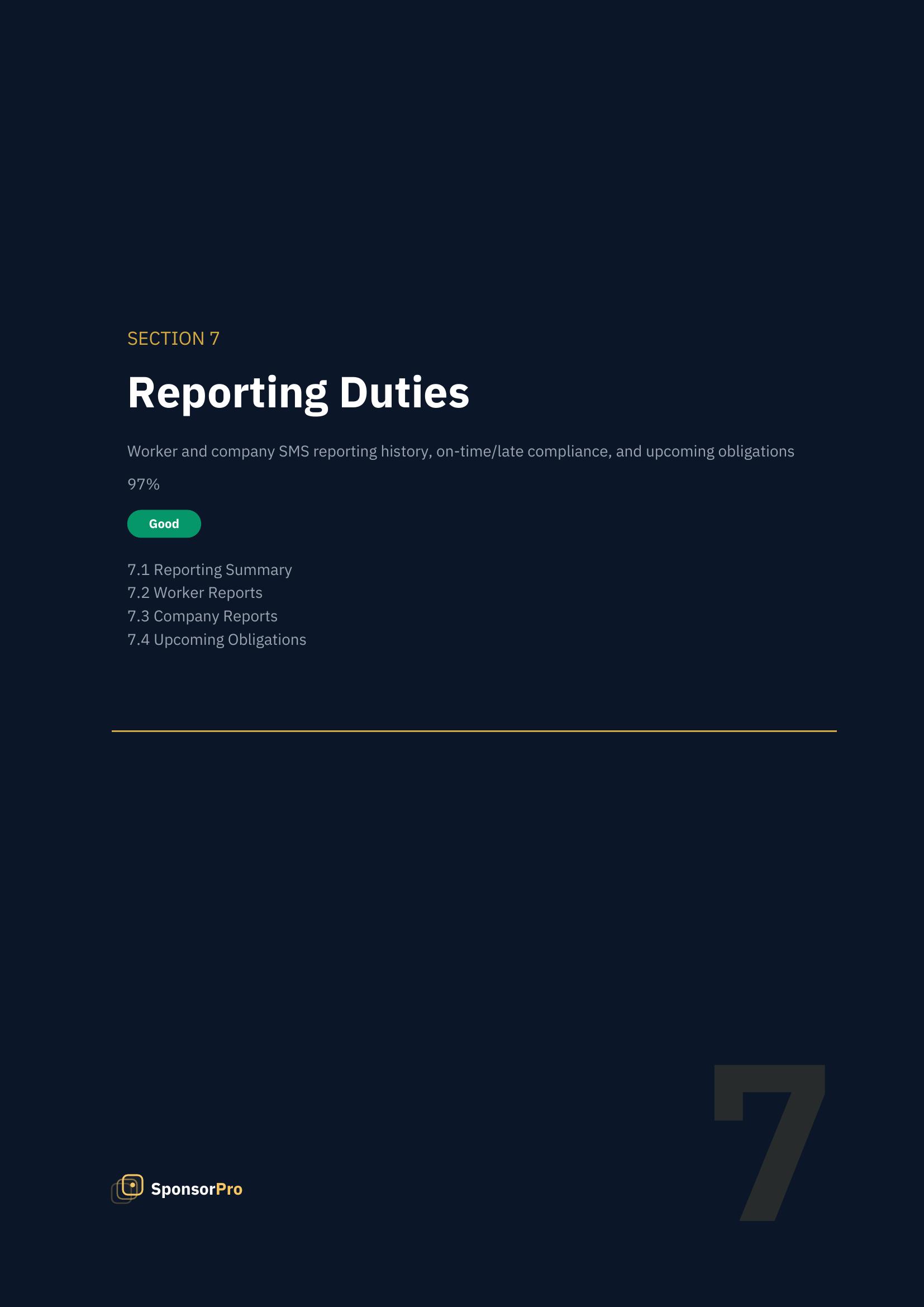 Section 7: Reporting Duties